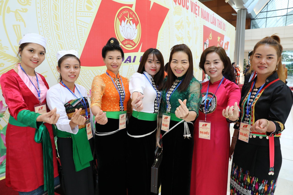 Trong ảnh: Tham dự Đại hội có 281 đại biểu dân tộc ít người, chiếm 28,13%. (Nguồn: TTXVN)