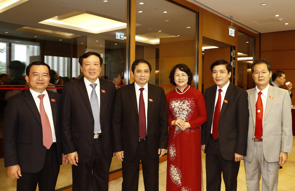 Các đại biểu Quốc hội tham dự phiên khai mạc. (Ảnh: Thống Nhất/TTXVN)