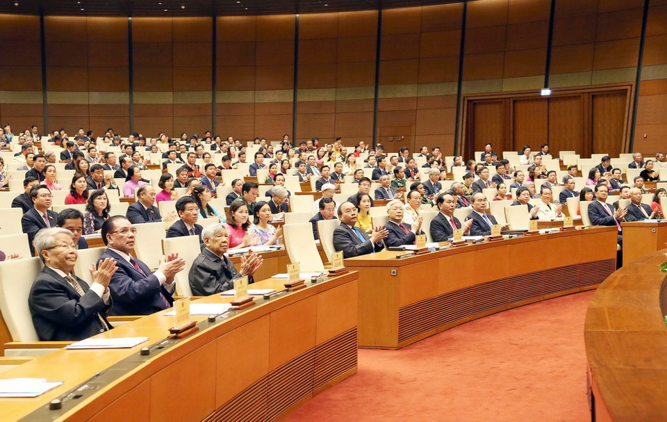 Lãnh đạo Đảng, Nhà nước dự Lễ khai mạc. (Ảnh: Doãn Tấn/TTXVN)