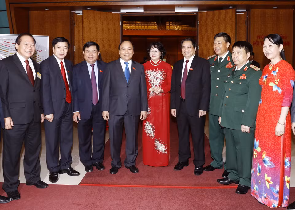 Thủ tướng Nguyễn Xuân Phúc với các đại biểu Quốc hội tham dự phiên khai mạc. (Ảnh: Thống Nhất/TTXVN)
