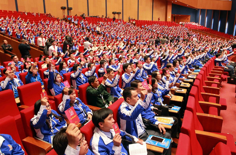 Đại hội biểu quyết thông qua Quy chế Đại hội. (Ảnh: TTXVN)