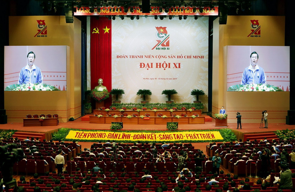 Đồng chí Lê Quốc Phong, Bí thư thứ nhất Trung ương Đoàn TNCS Hồ Chí Minh khóa X phát biểu tại Đại hội. (Ảnh: TTXVN)