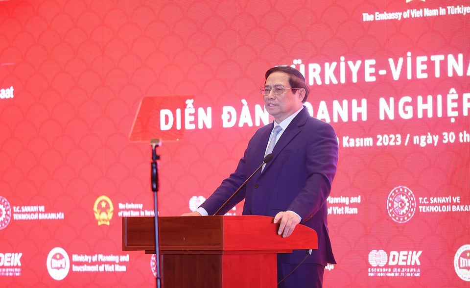 Thủ tướng Phạm Minh Chính phát biểu. (Ảnh: Dương Giang/TTXVN)