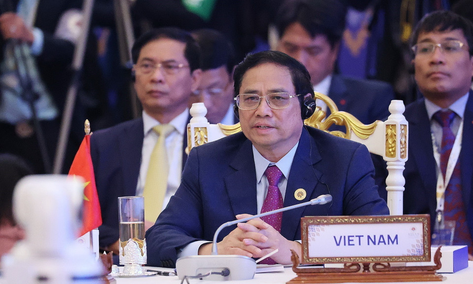 Thủ tướng Phạm Minh Chính dự Hội nghị Cấp cao ASEAN- Ấn Độ lần thứ 19. (Ảnh: Dương Giang/TTXVN)