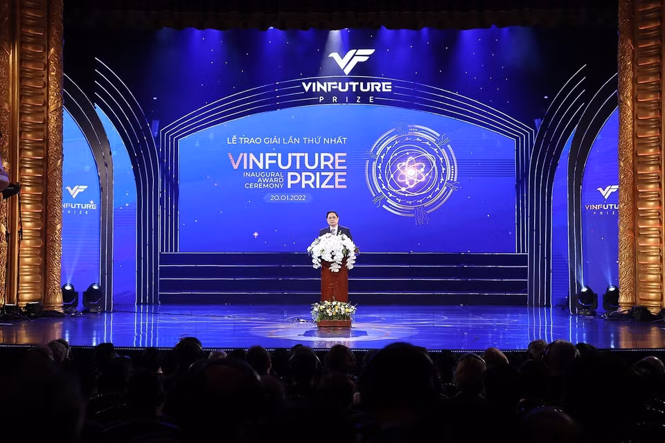 Thủ tướng Phạm Minh Chính phát biểu tại Lễ trao giải thưởng VinFuture. (Ảnh: Dương Giang/TTXVN)
