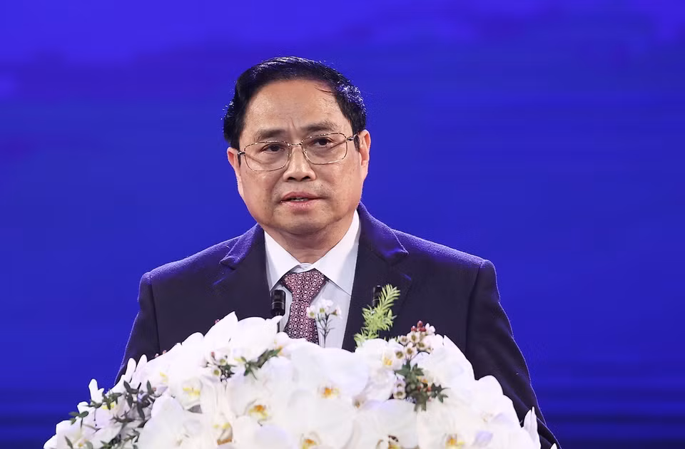 Thủ tướng Phạm Minh Chính phát biểu tại Lễ trao giải thưởng VinFuture. (Ảnh: Dương Giang/TTXVN)