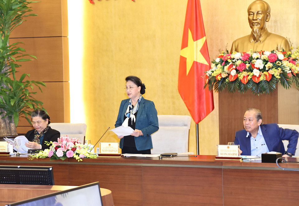 Chủ tịch Quốc hội Nguyễn Thị Kim Ngân phát biểu. (Ảnh: Trọng Đức/TTXVN)