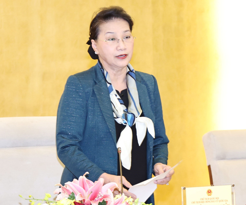 Chủ tịch Quốc hội Nguyễn Thị Kim Ngân phát biểu. (Ảnh: Trọng Đức/TTXVN)