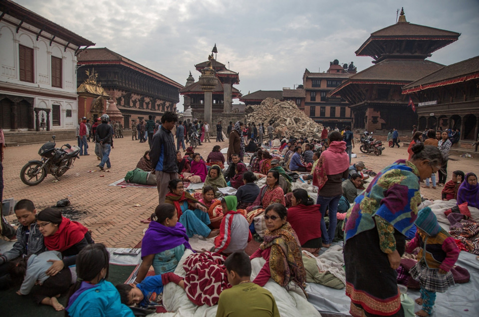  Những người dân sống tạm bợ tại một quảng trường ở Bhaktapur. (Nguồn: Getty Images)