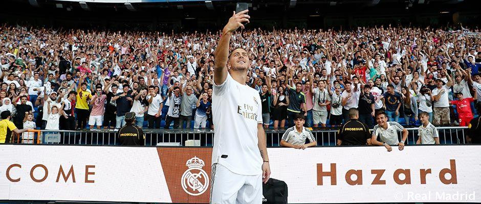 Eden Hazard đã có màn ra mắt hoành tráng tại Real Madrid trước sự chứng kiến của hàng vạn khán giả có mặt ở Santiago Bernabeu. (Nguồn: Real Madrid)