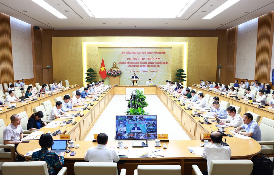 Phiên họp thứ 8 của Ban Chỉ đạo Cải cách hành chính của Chính phủ. (Ảnh: Dương Giang/TTXVN)