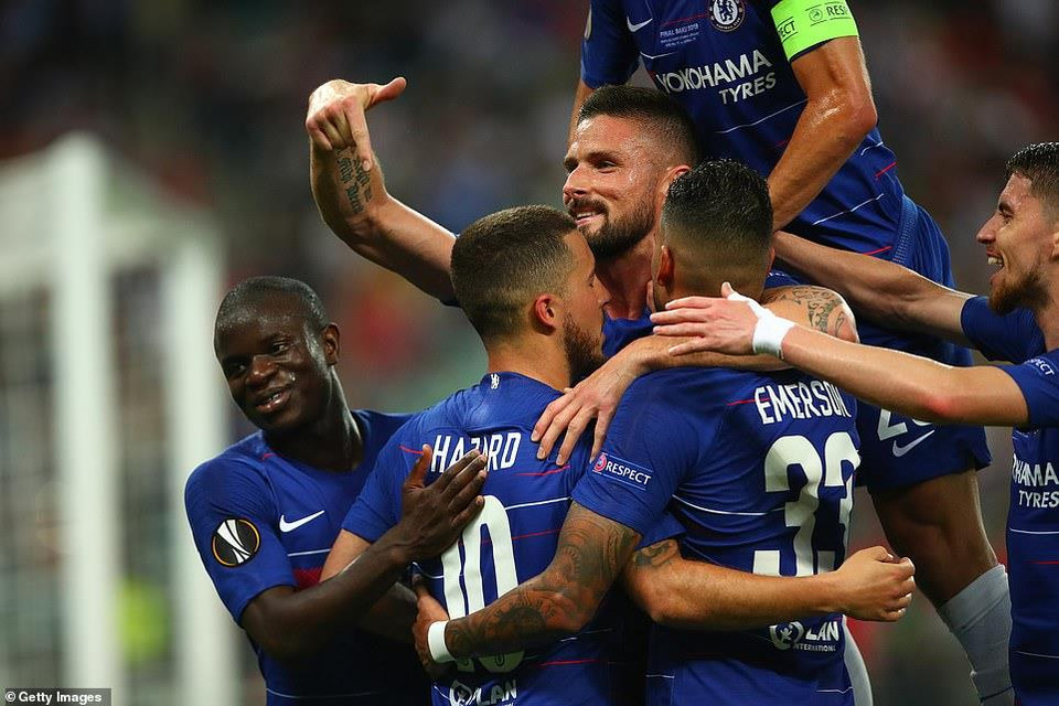 Niềm vui của các cầu thủ Chelsea.