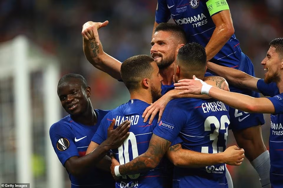 Niềm vui của các cầu thủ Chelsea.