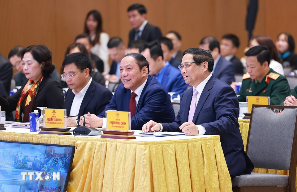 Thủ tướng Phạm Minh Chính dự Hội nghị triển khai nhiệm vụ ngành văn hóa, thể thao và du lịch năm 2025. (Ảnh: Dương Giang/TTXVN)
