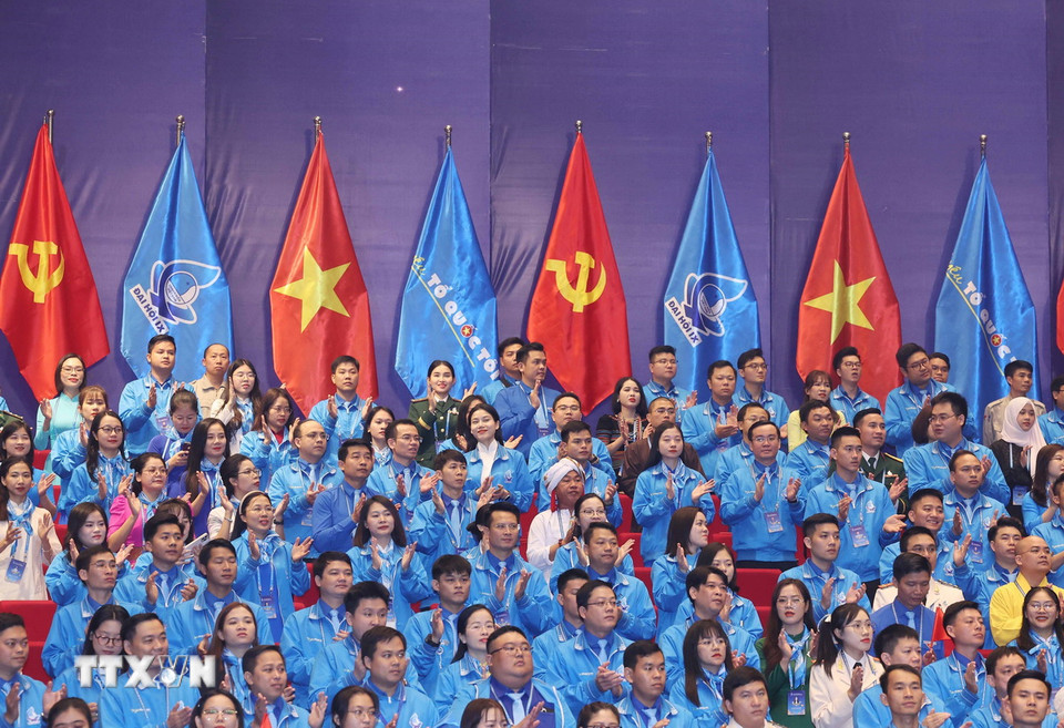Các đại biểu dự Phiên trọng thể Đại hội IX Hội Liên hiệp Thanh niên Việt Nam. (Ảnh: Thống Nhất/TTXVN)