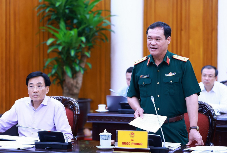 Thượng tướng Vũ Hải Sản, Thứ trưởng Bộ Quốc phòng phát biểu. (Ảnh: Dương Giang/TTXVN)