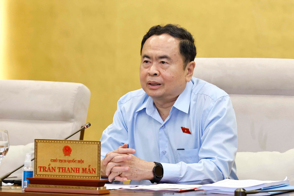 Chủ tịch Quốc hội Trần Thanh Mẫn phát biểu ý kiến. (Ảnh: Doãn Tấn/TTXVN)