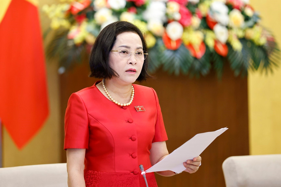 Phó Chủ tịch Quốc hội Nguyễn Thị Thanh phát biểu ý kiến. (Ảnh: Doãn Tấn/ TTXVN)