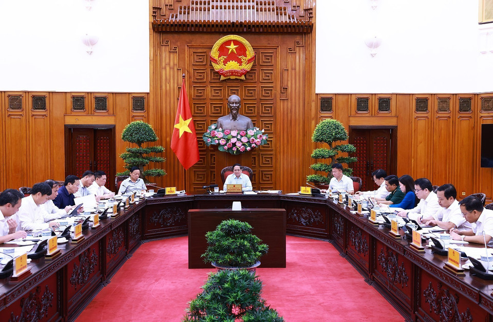 Thủ tướng Phạm Minh Chính chủ trì cuộc họp. (Ảnh: Dương Giang/TTXVN)
