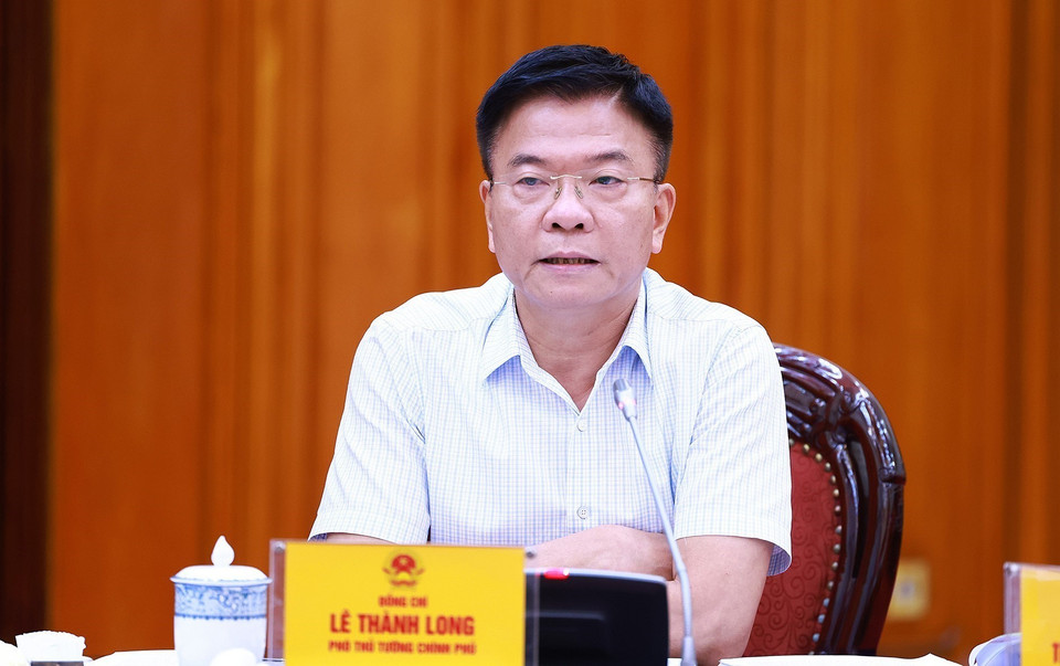 Phó Thủ tướng, Bộ trưởng Bộ Tư pháp Lê Thành Long phát biểu. (Ảnh: Dương Giang/TTXVN)