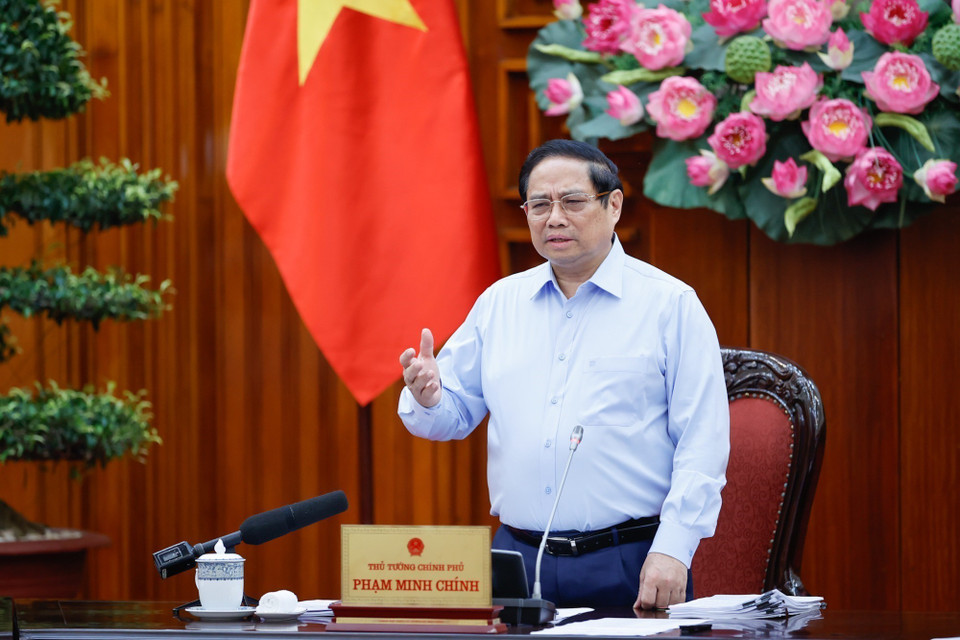 Thủ tướng Phạm Minh Chính chủ trì cuộc họp. (Ảnh: Dương Giang/TTXVN)