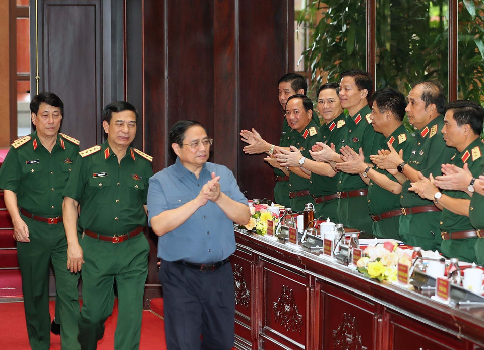 Thủ tướng Phạm Minh Chính đến dự hội nghị. (Ảnh: Trọng Đức/TTXVN)