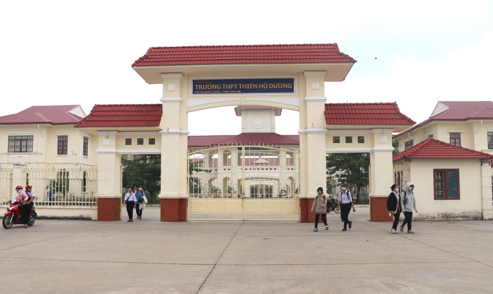 Trường THPT Thiên Hộ Dương sau 2 năm thành lập đã dần phát huy vai trò là trường đào tạo chất lượng cao trong khu vực. (Ảnh: Đức Hạnh/TTXVN)