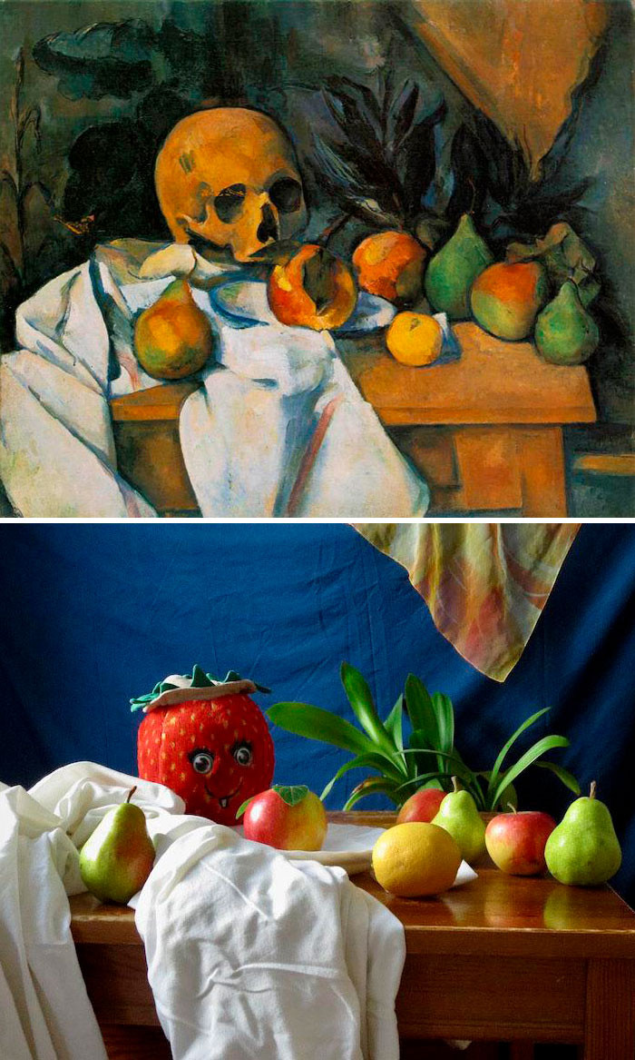 'Still Life With Strawberry, From Cezanne's Still Life With Skull'. (Nguồn: Boredpanda)