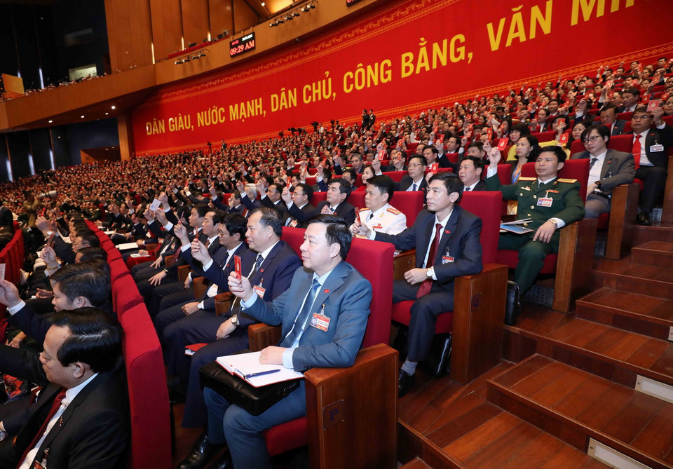 Đoàn đại biểu Đảng bộ tỉnh Hải Dương tham dự phiên họp trù bị. (Ảnh: TTXVN)