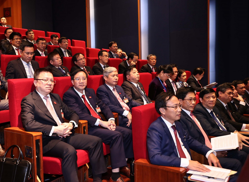 Đoàn đại biểu Đảng bộ Khối các cơ quan Trung ương tham dự phiên họp trù bị Đại hội XIII của Đảng. (Ảnh: TTXVN)