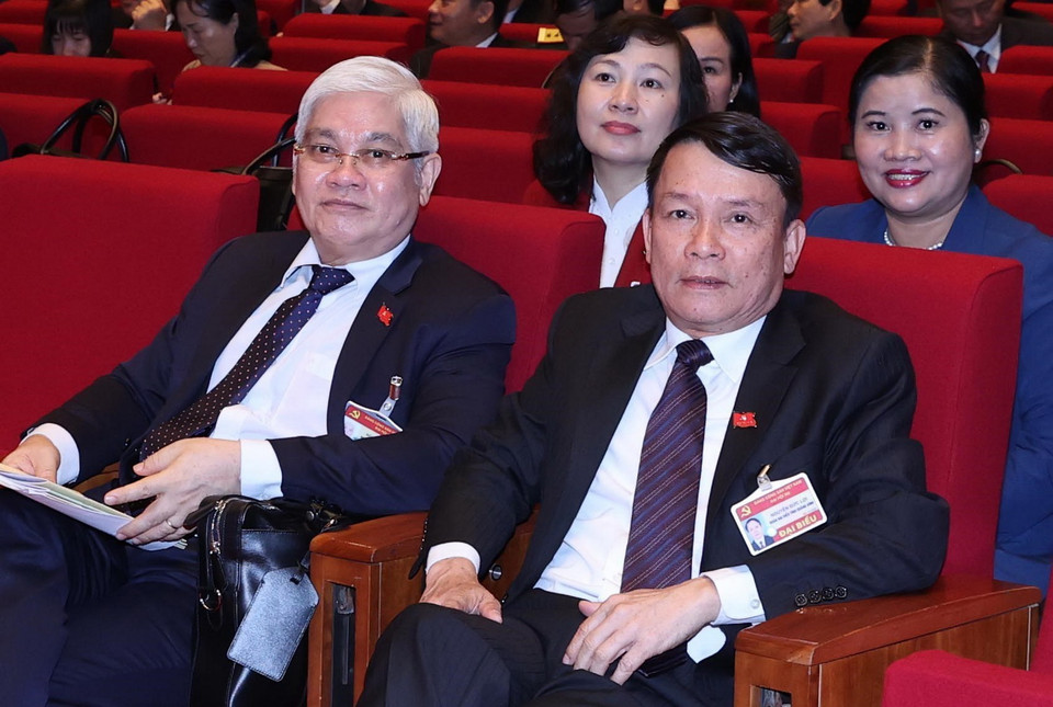 Ông Nguyễn Đức Lợi (bên phải), Ủy viên Trung ương Đảng, Tổng giám đốc Thông tấn xã Việt Nam cùng các đại biểu tham dự phiên họp trù bị. (Ảnh: TTXVN)