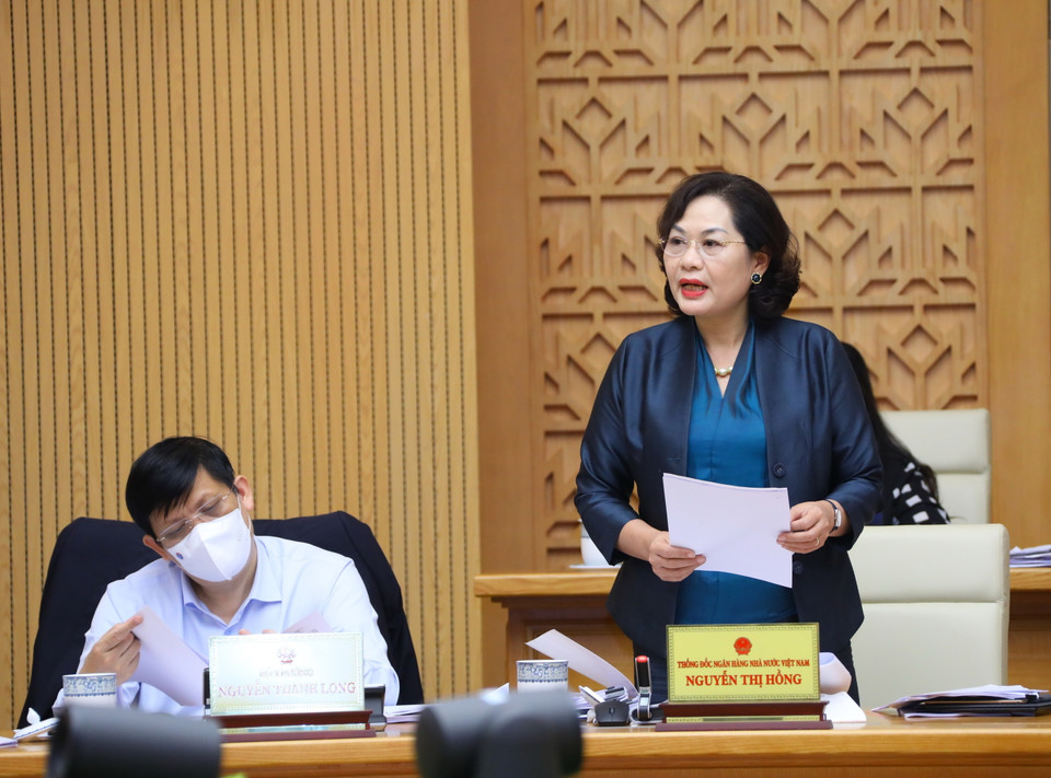 Thống đốc Ngân hàng Nhà nước Việt Nam Nguyễn Thị Hồng phát biểu. (Ảnh: Văn Điệp/TTXVN)