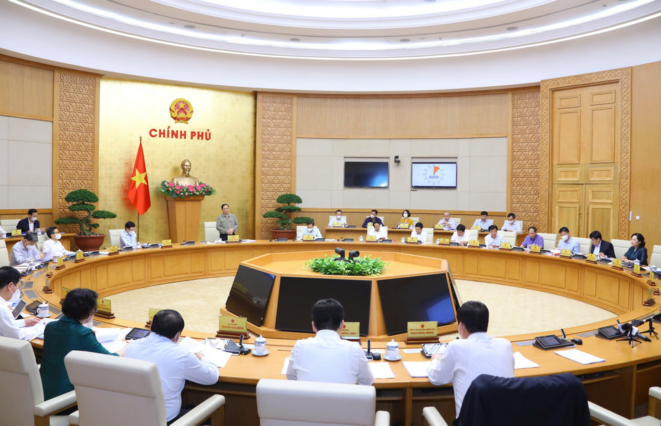 Thủ tướng Phạm Minh Chính chủ trì phiên họp Chính phủ thường kỳ tháng 10. (Ảnh: Văn Điệp/TTXVN)