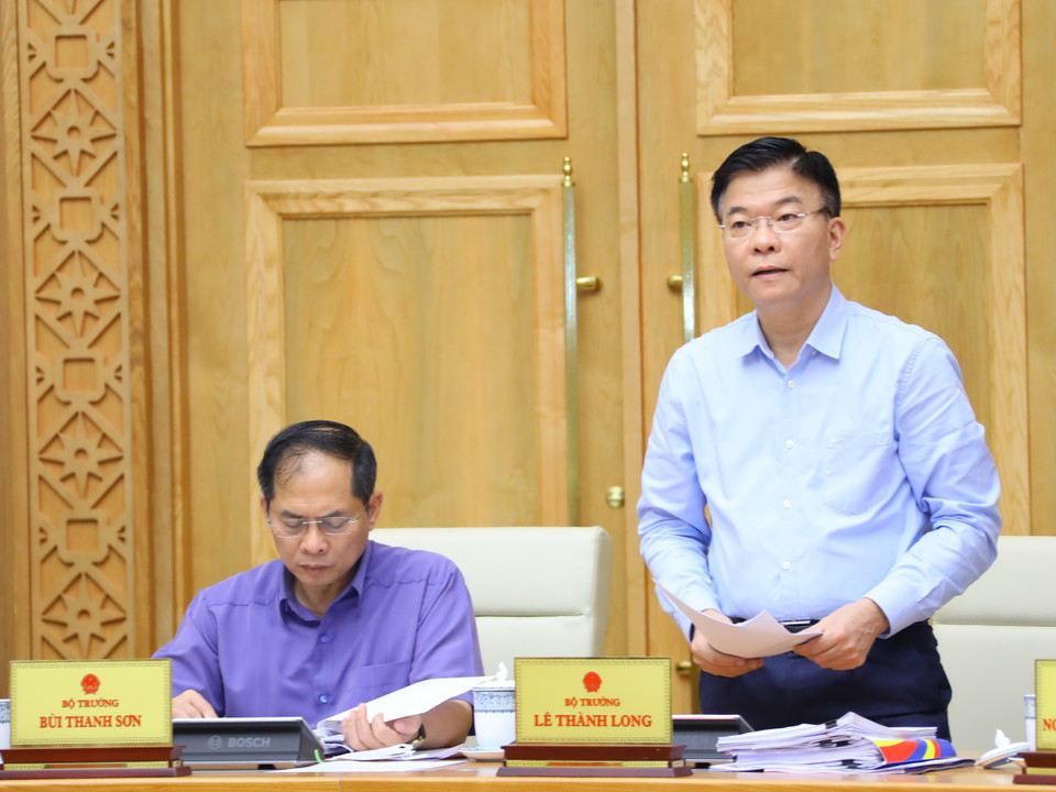 Bộ trưởng Bộ Tư pháp Lê Thành Long phát biểu. (Ảnh: Văn Điệp/TTXVN)