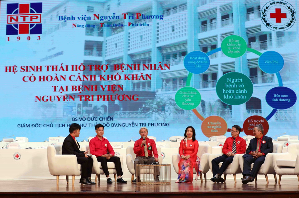 'Diễn đàn Hệ sinh thái nhân đạo' tại phiên thứ nhất của đại hội tập trung đánh giá các lĩnh vực hoạt động trọng tâm của Hội trong nhiệm kỳ qua, đồng thời đưa ra những định hướng trong thời gian tới. (Ảnh: Thanh Tùng/TTXVN)