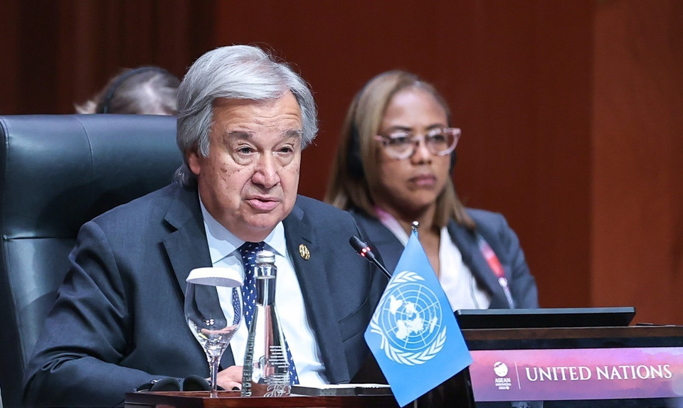 Tổng thư ký Liên hợp quốc Antonio Guterres phát biểu. (Ảnh: Dương Giang/TTXVN)