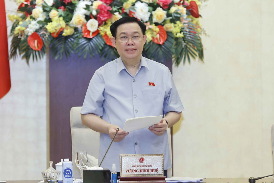 Chủ tịch Quốc hội Vương Đình Huệ phát biểu khai mạc Phiên họp thứ 26 của Ủy ban Thường vụ Quốc hội. (Ảnh: Doãn Tấn/TTXVN)