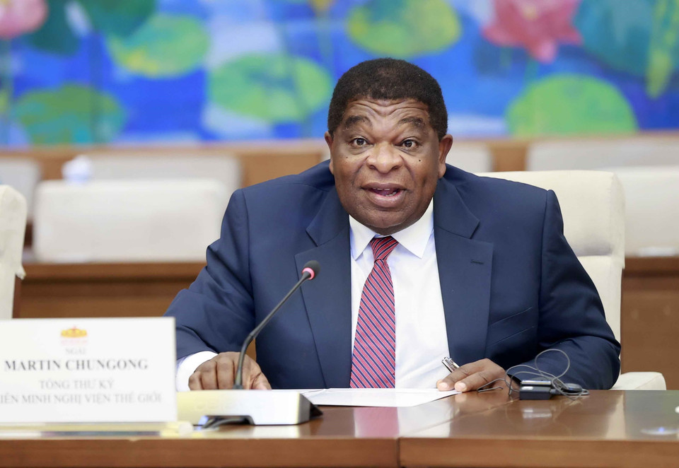 Ngài Martin Chungong, Tổng thư ký IPU phát biểu. (Ảnh: Doãn Tấn/TTXVN)