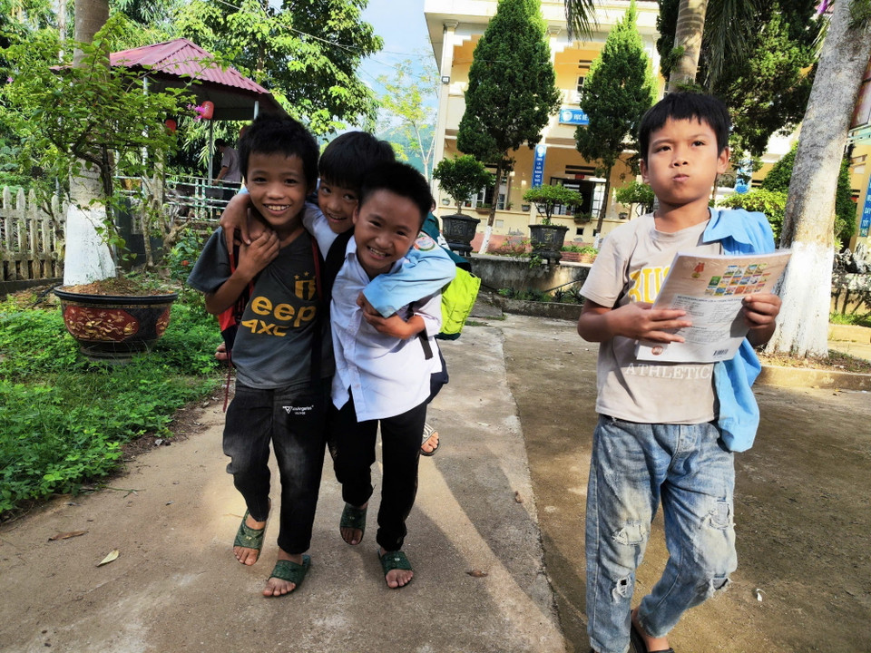 2/3 học sinh Trường Tiểu học và Trung học cơ sở số 1 xã Phúc Khánh là người thôn Làng Nủ. (Ảnh: Hoàng Hiếu/TTXVN)