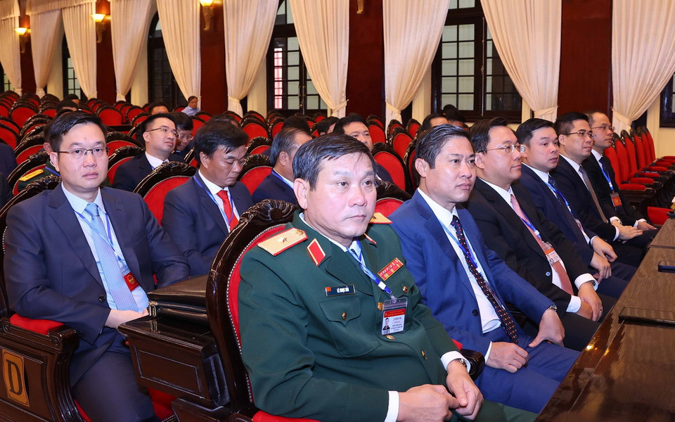 Các cán bộ tham gia Lớp bồi dưỡng, cập nhật kiến thức, kỹ năng đối với cán bộ quy hoạch Ủy viên Trung ương Đảng khóa XIV (Lớp thứ ba). (Ảnh: Văn Điệp/TTXVN)