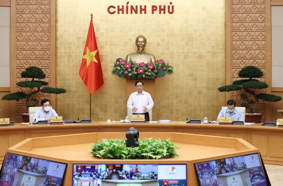 Thủ tướng Phạm Minh Chính chủ trì Phiên họp Chính phủ thường kỳ tháng 9. (Ảnh: Dương Giang/TTXVN)