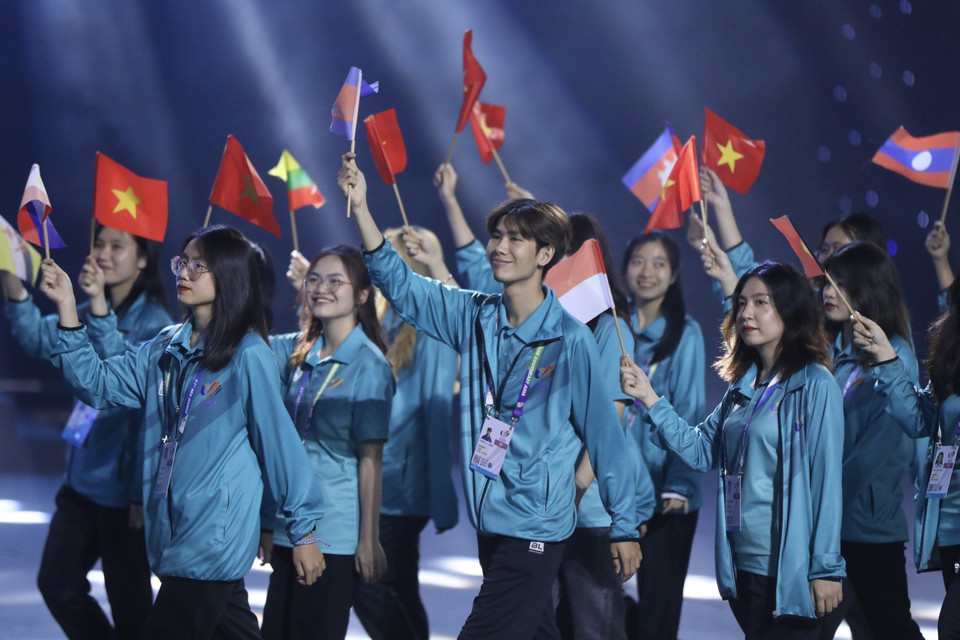 Màn diễu hành của các tình nguyện viên. (Ảnh: TTXVN)