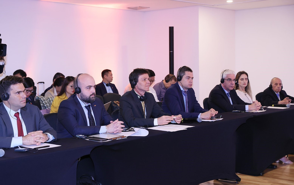 Các doanh nghiệp Brazil tham gia tọa đàm. (Ảnh: Dương Giang/TTXVN)