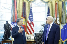 Tổng Bí thư Tô Lâm gặp Tổng thống Hoa Kỳ Donald Trump. (Ảnh: Thống Nhất/TTXVN)