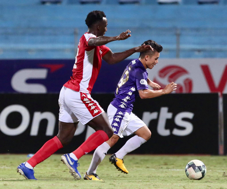 Một lần nữa tiền vệ số 19 thể hiện được đẳng cấp, tỏa sáng đúng lúc khi Hà Nội FC gặp khó trước đối thủ mạnh. (Ảnh: Huệ Thu/Vietnam+)