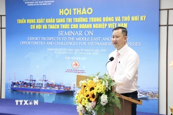Ông Trần Phú Lữ,Trung tâm Xúc tiến Thương mại và Đầu tư thành phố Hồ Chí Minh phát biểu. (Ảnh: Xuân Anh/TTXVN)