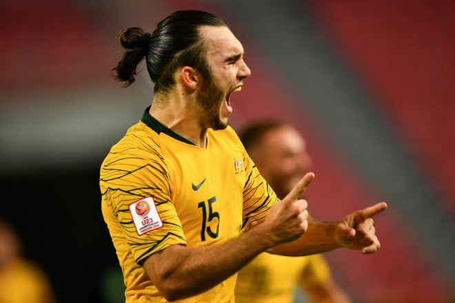 D'Agostino trở thành người hùng của trận đấu khi ghi bàn thắng duy nhất giúp U23 Australia giành chiến thắng. (Ảnh: AFC) Đánh bại U23 Uzbekistan, U23 Australia giành vé dự Olympic Tokyo 2020 ảnh 1