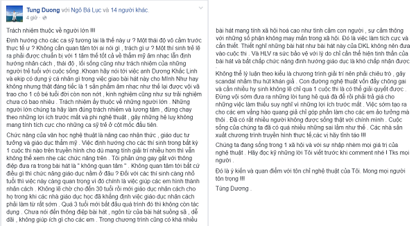 Tùng Dương tiếp tục "phản pháo" Dương Khắc Linh trên mạng xã hội ảnh 3