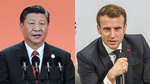 Chủ tịch Trung Quốc Tập Cận Bình (phải) và Tổng thống Phép Emmanuel Macron. (Ảnh: China Plus) Chủ tịch Trung Quốc khẳng định tăng cường hợp tác y tế với Pháp ảnh 1