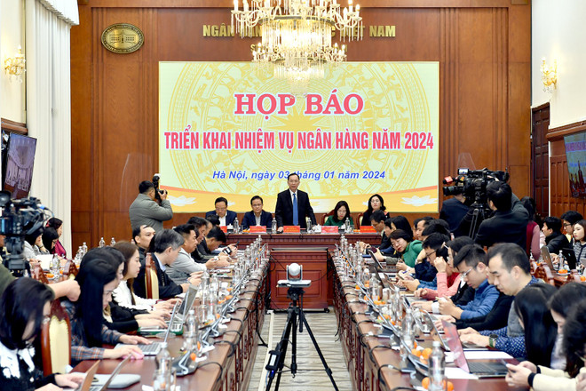 Các đại biểu tham dự tại họp báo. (Ảnh: PV/Vietnam+) 7bec6c3f-a706-461a-b50f-e1b69598f974-5935.jpg